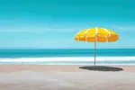 Yellow Umbrella on a Beach