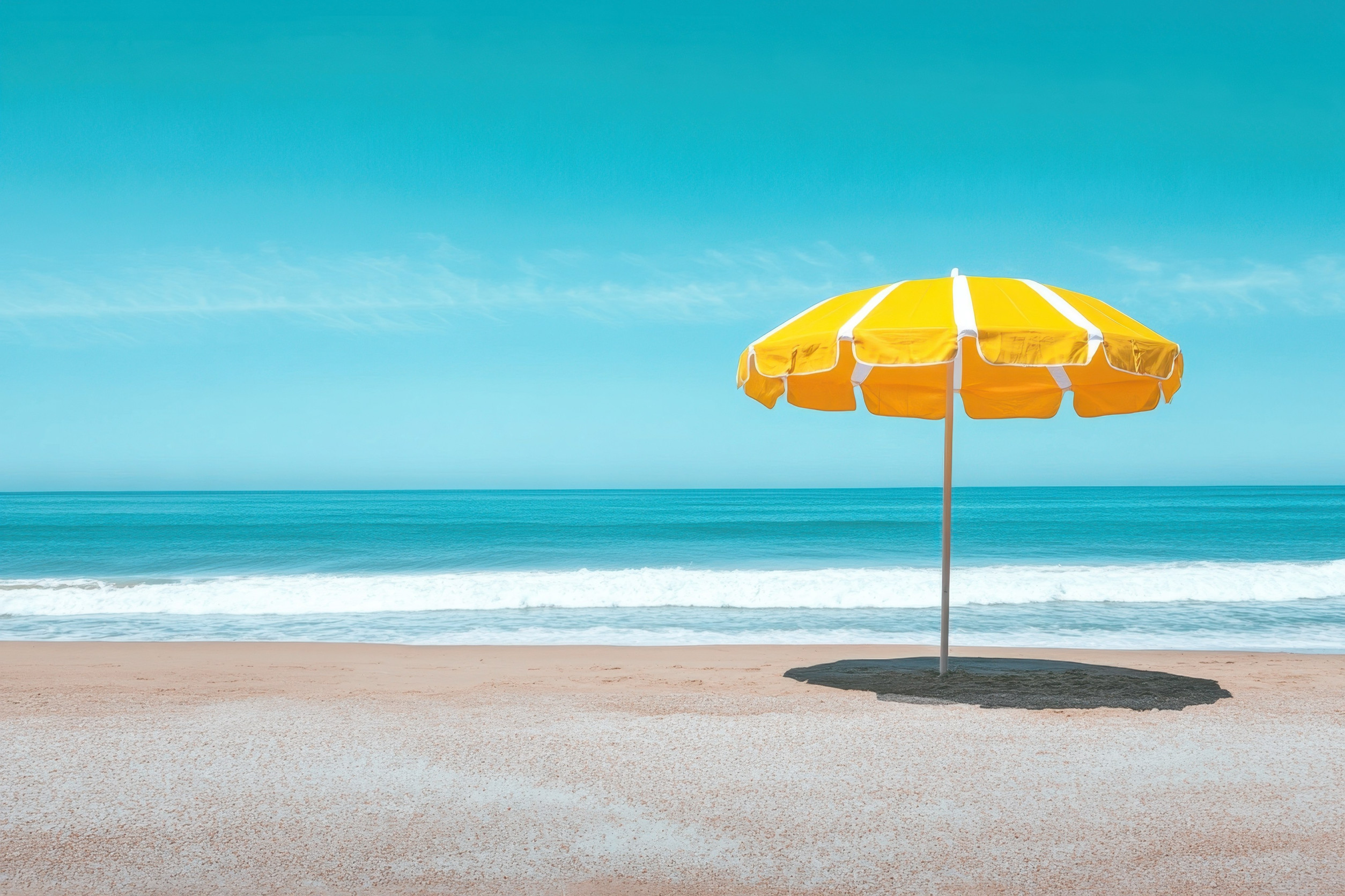 Yellow Umbrella on a Beach