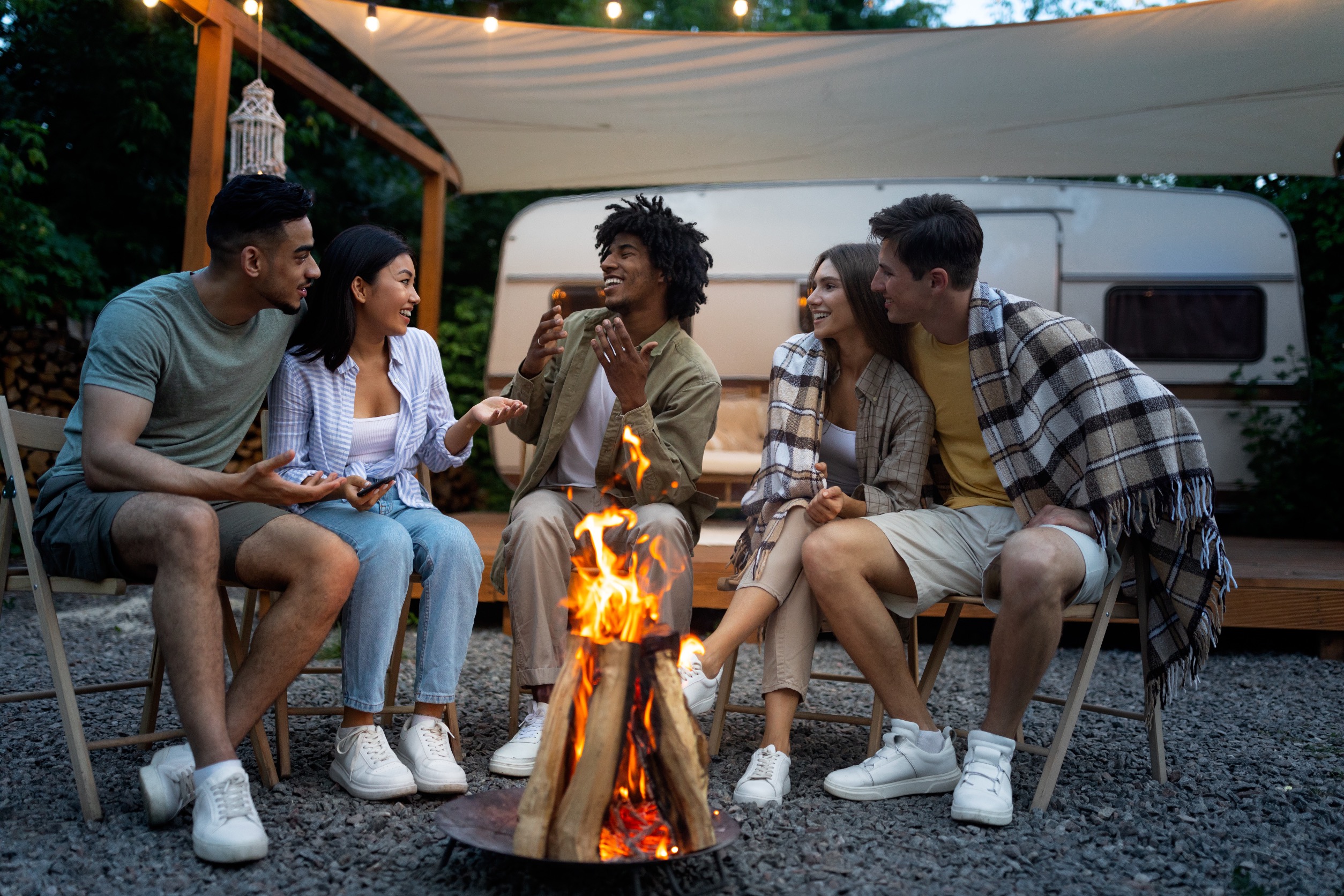 Friends Around a Campfire