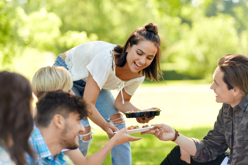 Friends sharing a picnic