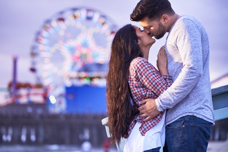 Kissing at Santa Monica Pier