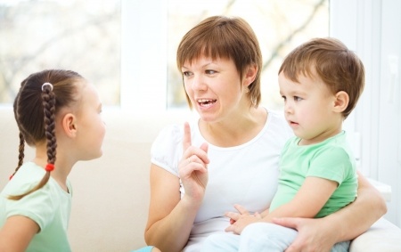 Mother Talking to Children