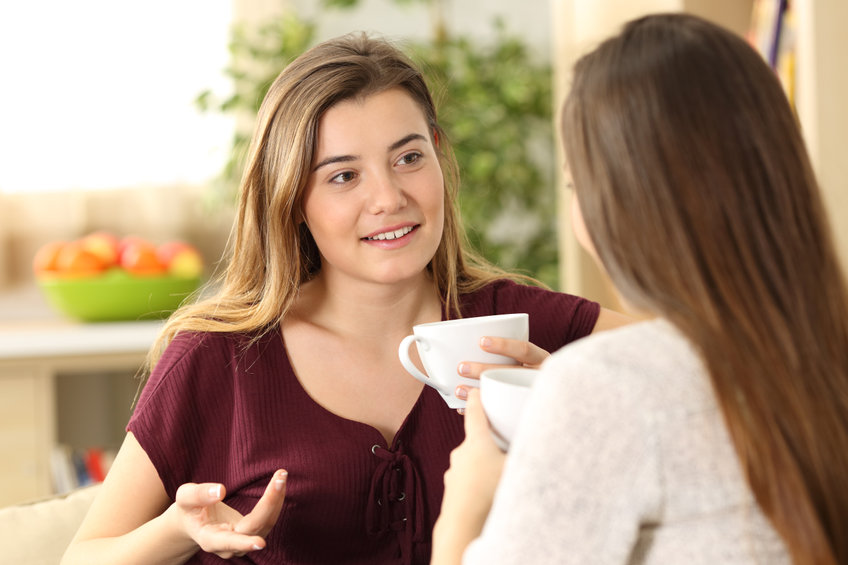 Friends Having Tea and a Talk